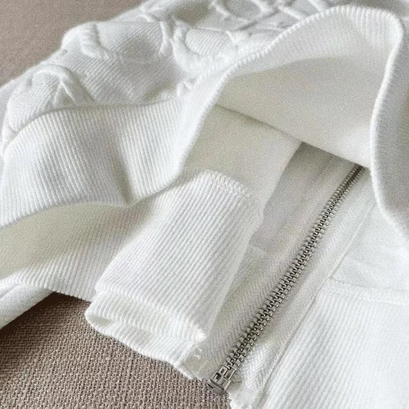 2 Piece Sets Womens Outfits Spring Fashion Skinny Hooded Short Jacket and Shorts Knitted Jacquard Designer Fall Women Clothing