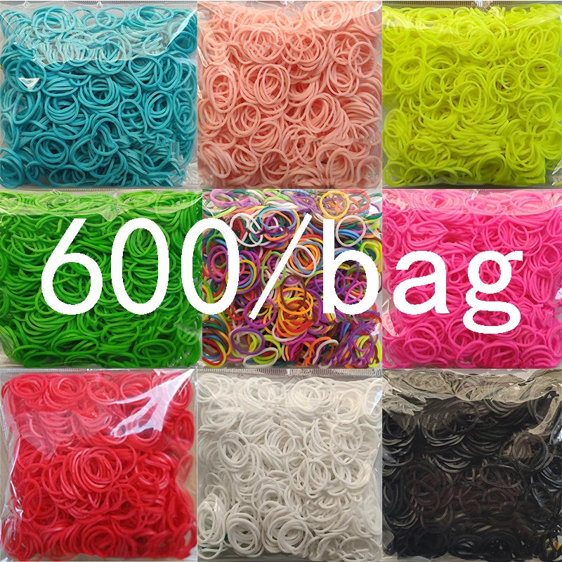 600 Rubber Loom Bands Girl Gift For Children Elastic Band For Weaving Lacing Bracelet Toy Gum Bracelets DIY Material Accessories