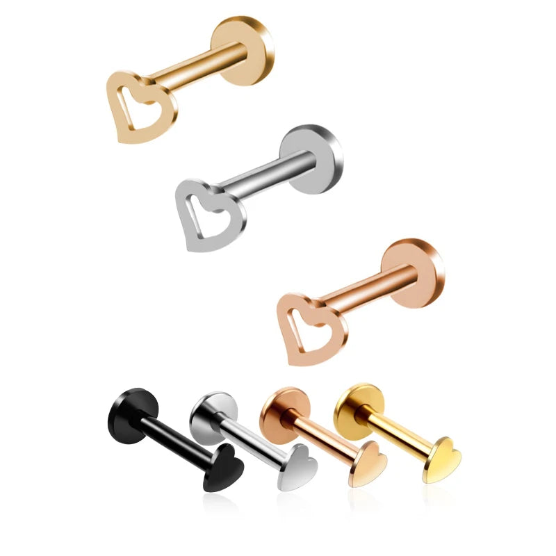 1Pc 20G-16G 1.5-4mm Gem Crystal Monroe Lip Stud Ring Tragus Helix Conch Cartilage Earring Piercing Steel Lip Labret Piercing Set