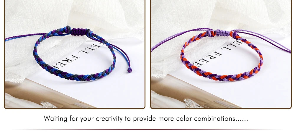 30Colors Bohemian Tibetan Bracelet & Bangle Women Men Handmade Waterproof Wax Thread Lucky Rope Christmas Jewelry Gift Bracelets