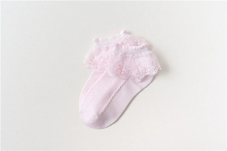 10 Pairs/lot Baby Girls Kids Socks Lace Ruffle Princess Mesh Children Ankle Short Breathable Cotton White Pink Blue Toddler Sock