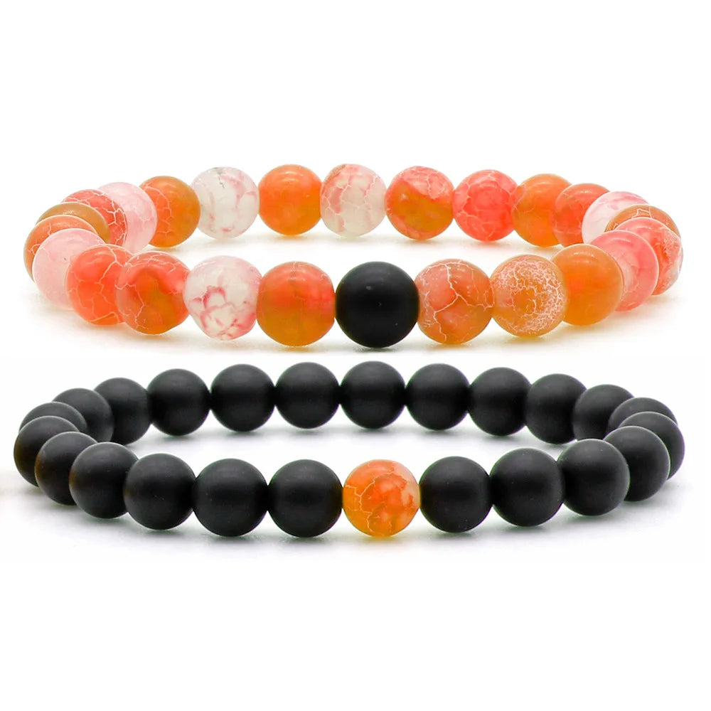 Women Men 8mm Beaded Natural Stone Bracelet Couples Lover Agate Quartz Lava Tiger Eye Healing Energy Bangle Yoga Jewelry