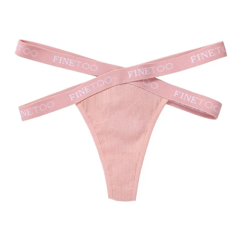 3PCS/Set Cross Strap G-String Cotton Panties Women Sexy High Waist Women's Panties FINETOO Letter Waisted Panty Lingerie M-XL
