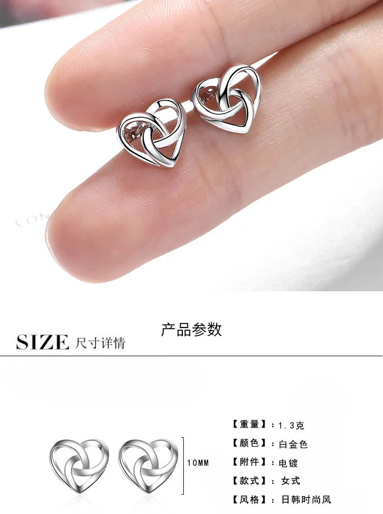 925 Sterling Silver Love Heart Stud Earrings For Women Luxury Designer Jewelry Best Selling   GaaBou