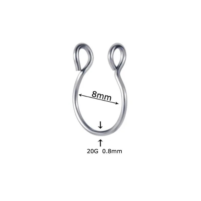 2 Sizes U Shaped Fake Nose Ring Hoop Septum Rings Stainless Steel Nose Piercing Fake Piercing Oreja Pircing Jewelry