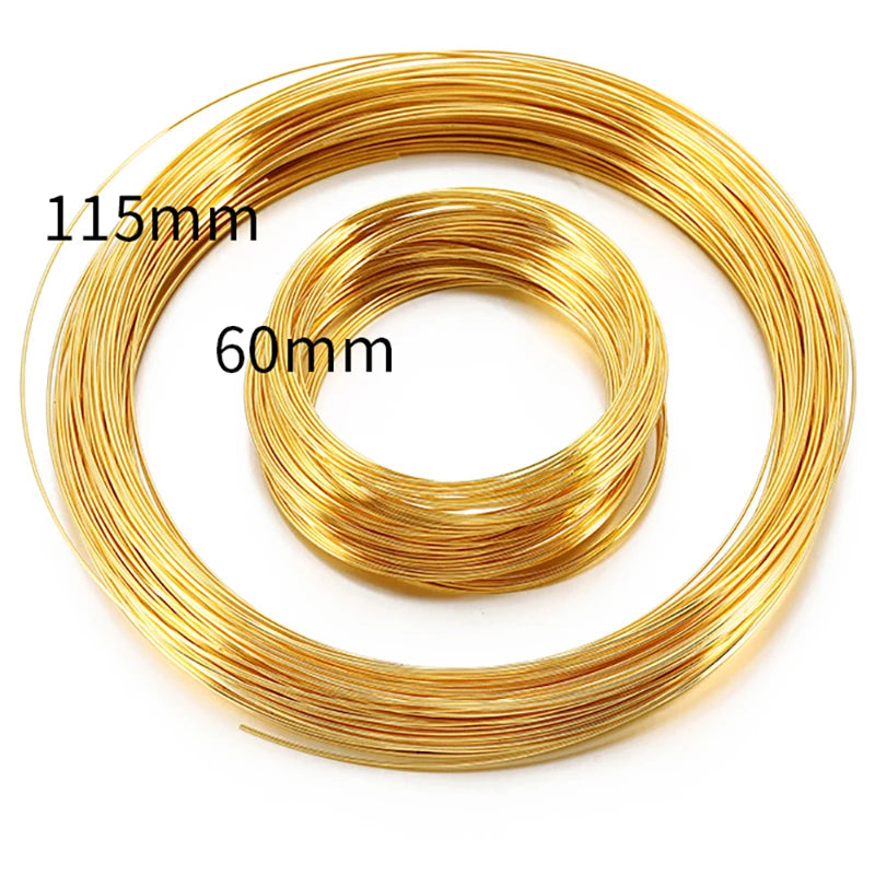 100 Loops Gold Steel Color Memory Wire 60mm Bracelet Bangle Loop 115mm Necklace Collar Hoop for Jewelry Making DIY Accessories