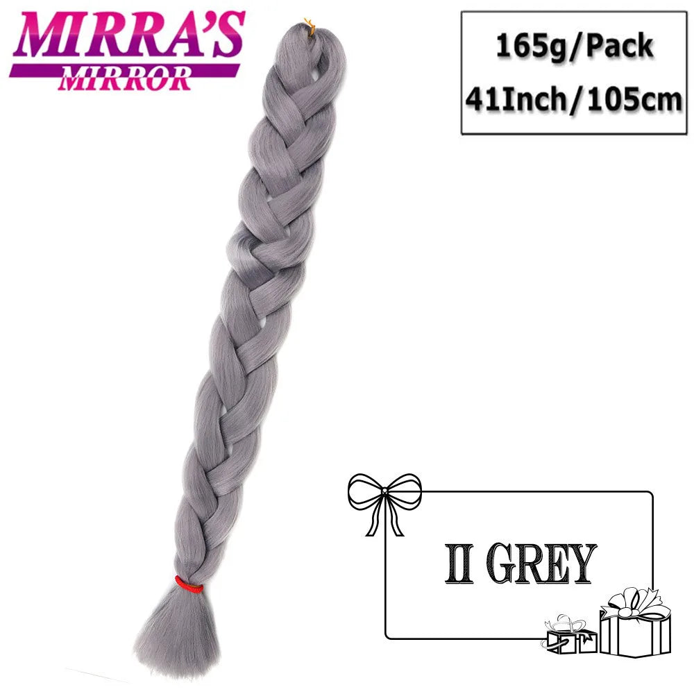 82 Inch Pure Color Jumbo Braiding Hair Extensions Synthetic Braids Ombre Hair For Box Braid Support Wholesale Mirra’s Mirror