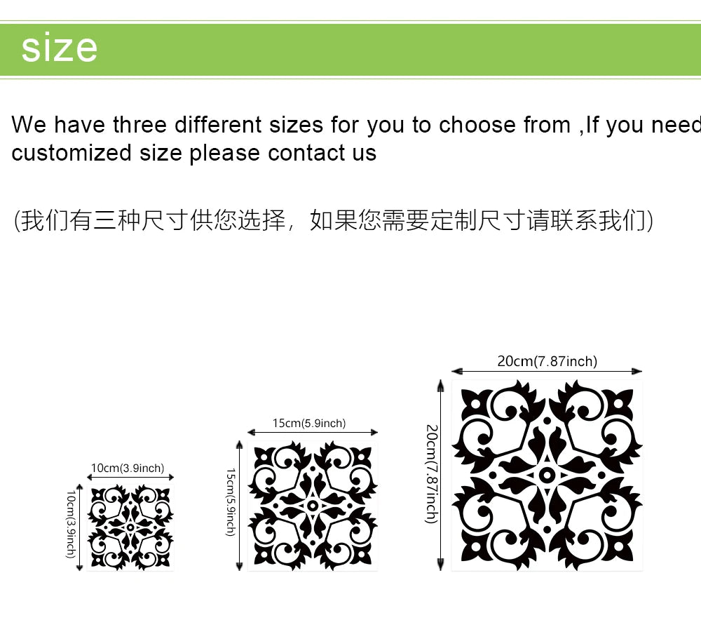 16pcs/set Black & White Tiles Sticker Kitchen Backsplash Wardrobe Bathroom Waterproof Peel & Stick Bright Film Art Wall Decals