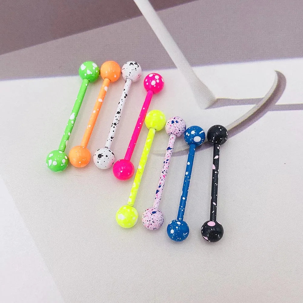 10Pcs/Lot Sexy Mixed Colorful Tongue Rings Surgical Stainless Steel Piercing Tongue Studs  For Women Men Body Piercing Jewelry Viralgem Store