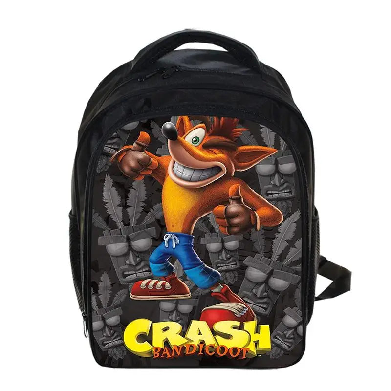 13 Inch Game Crash Bandicoot Backpack Cartoon Kindergarten Backpacks Boys Girls Children School Bags Kids Book Bag Gift
