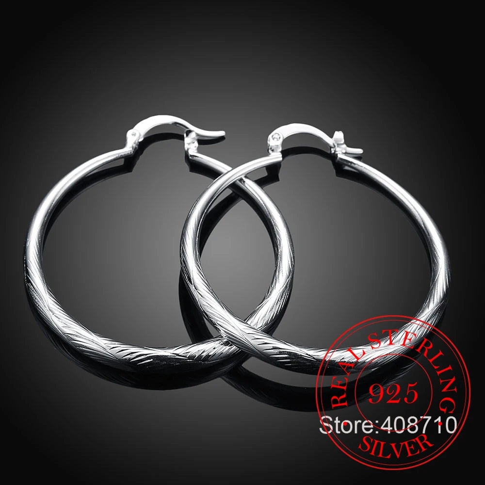 925 Sterling Silver Hip Hop Round Earrings for Women Large Circle 4.0cm Piercing Hoop Earring Dropship Suppliers Viralgem Store