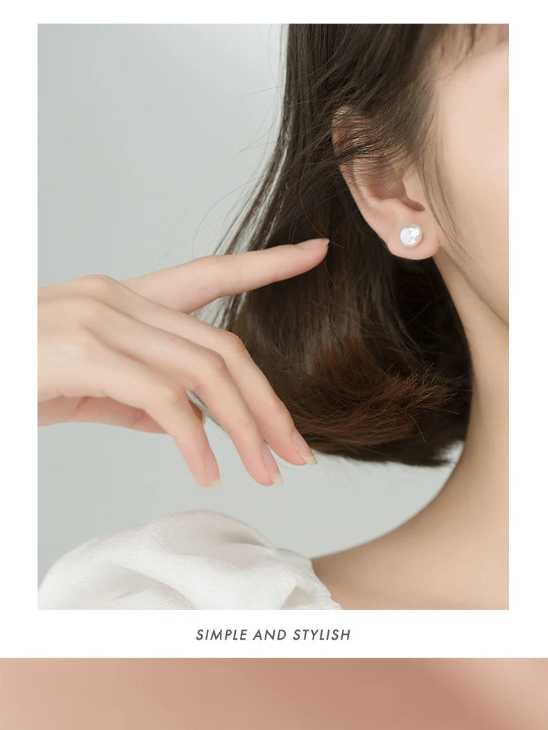 Trustdavis Authentic 925 Sterling Silver Sweet Irregular Baroque Pearl Stud Earrings For Women Wedding Party FIne Jewelry DA1224