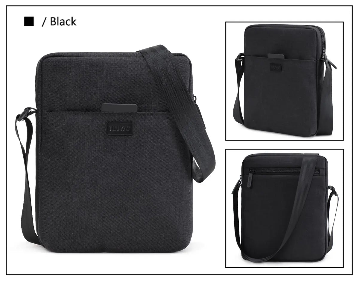 TINYAT Men's Bags Light Canvas Shoulder Bag For 7.9' Ipad Casual Crossbody Bags Waterproof Business Shoulder bag for men 0.13kg