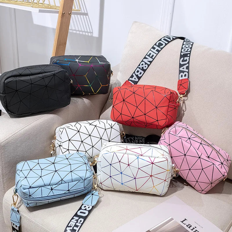 Yogodlns Fashion Laser Shoulder Messenger Bag Female Small Square Bag PU Leather Crossbody Bag Trendy New Satchel Bag Bolsa Viralgem Store