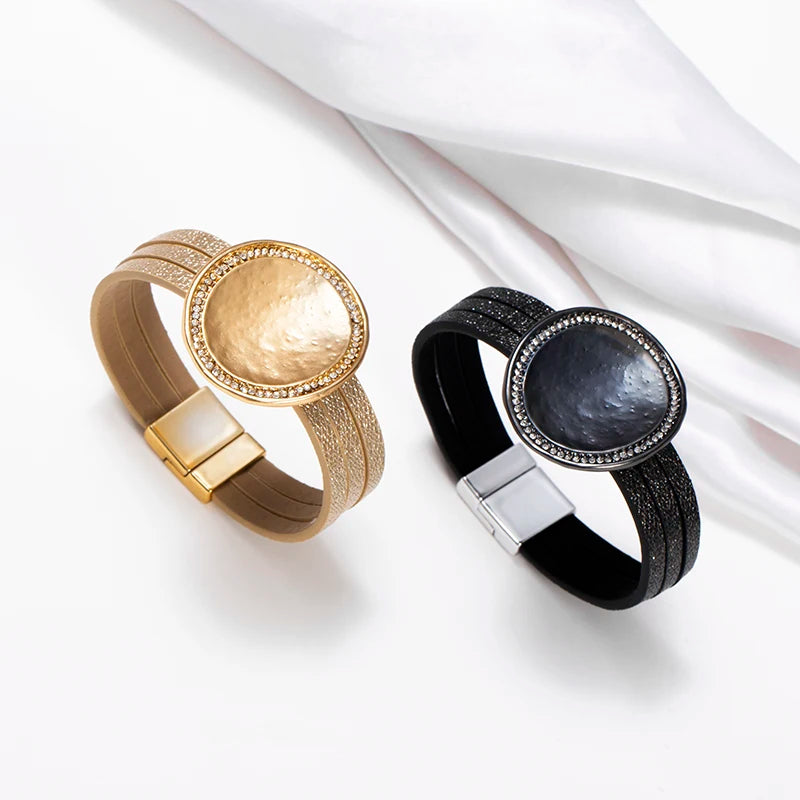 WYBU Wrap Leather Bracelets for Women Fashion Metal Leather Bracelet Charm Couple Wholesale Jewelry Dropshiping