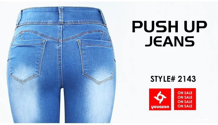 1888 Youaxon Summer Women`s High Waist White Basic Fashion Stretch Skinny Denim Pants Trousers Jeans For Women Free Shipping