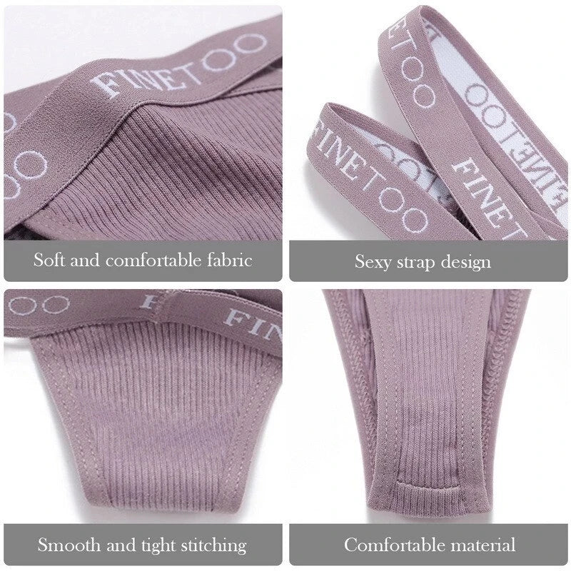 3PCS/Set Cross Strap G-String Cotton Panties Women Sexy High Waist Women's Panties FINETOO Letter Waisted Panty Lingerie M-XL
