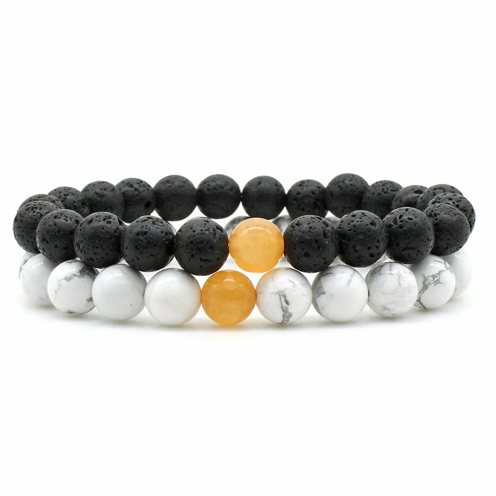 Women Men 8mm Beaded Natural Stone Bracelet Couples Lover Agate Quartz Lava Tiger Eye Healing Energy Bangle Yoga Jewelry