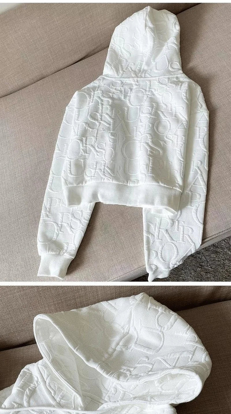 2 Piece Sets Womens Outfits Spring Fashion Skinny Hooded Short Jacket and Shorts Knitted Jacquard Designer Fall Women Clothing