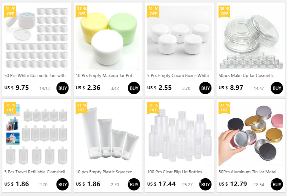 10pcs Make Up Jar Cosmetic Sample Empty Container Plastic Round Lid Small Bottle Eyeshadow Cream Travel Pot 2g 3g 5g 10g 15g 20g