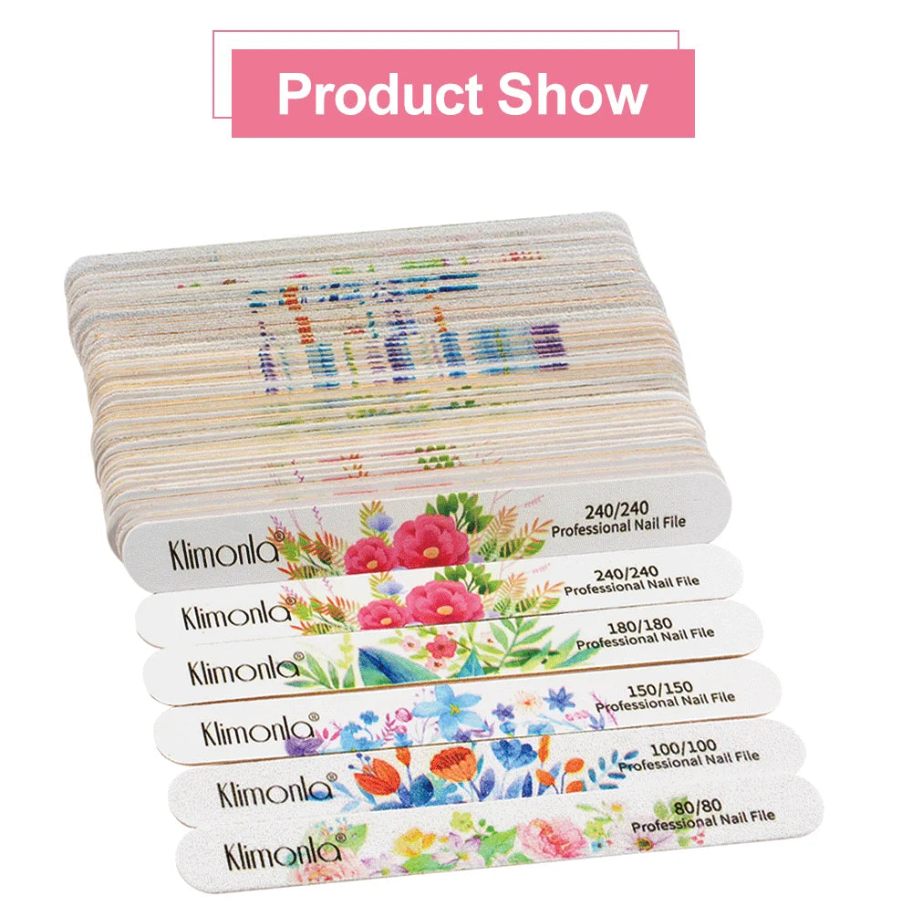 10Pcs/Lot Nail File 100 180 Grit Professional Wooden Two Sided Sanding Files Washable Nails Accessories Manicure Salon Tools