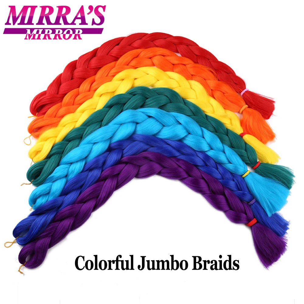 82 Inch Pure Color Jumbo Braiding Hair Extensions Synthetic Braids Ombre Hair For Box Braid Support Wholesale Mirra’s Mirror