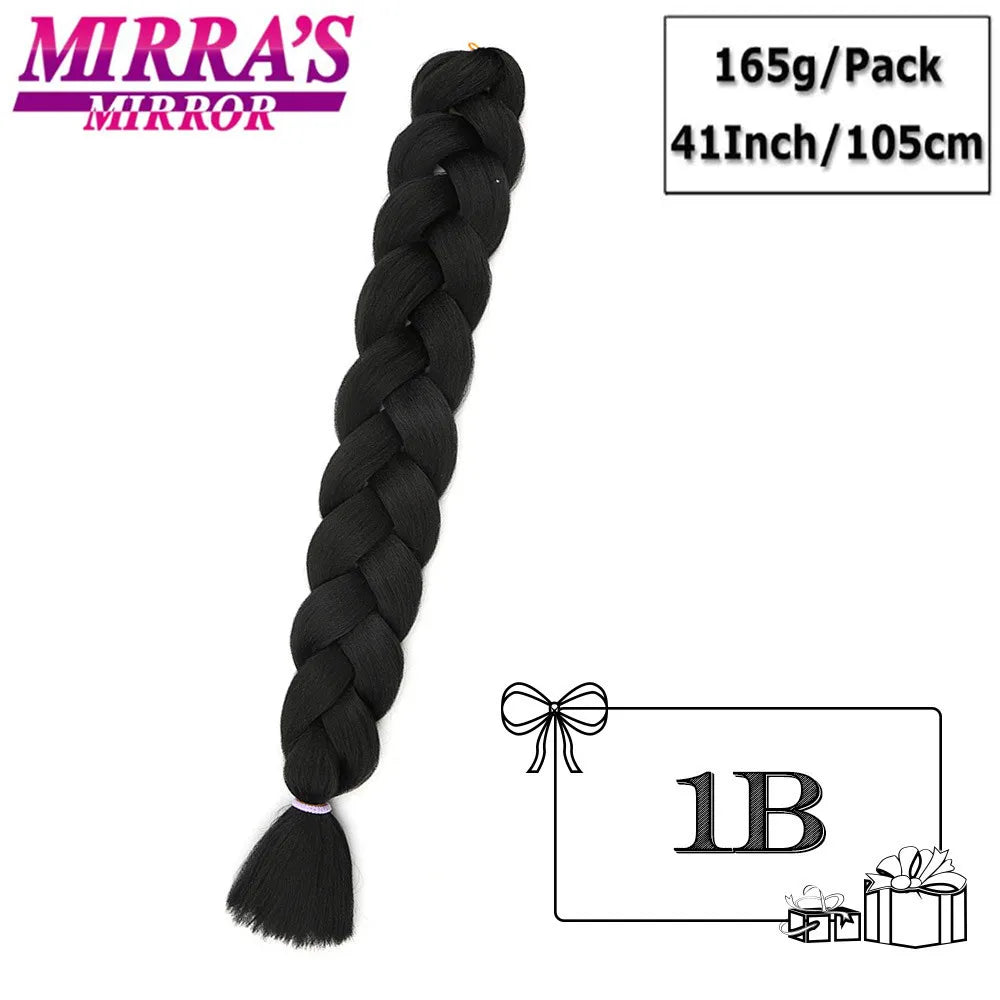 82 Inch Pure Color Jumbo Braiding Hair Extensions Synthetic Braids Ombre Hair For Box Braid Support Wholesale Mirra’s Mirror