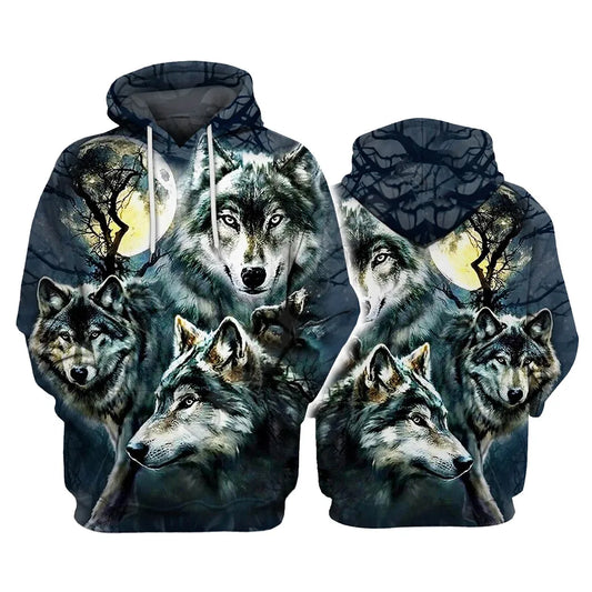 Wolves&Moon 3D Hoodies Printed Pullover Men For Women Funny Sweatshirts Sweater Animal Hoodies Drop Shipping