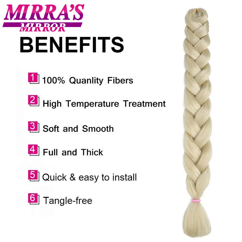82 Inch Pure Color Jumbo Braiding Hair Extensions Synthetic Braids Ombre Hair For Box Braid Support Wholesale Mirra’s Mirror