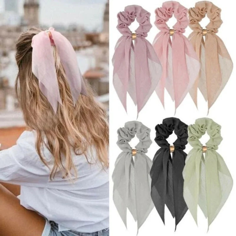2020 Women Streamers Scrunchies Polka Dot Print Elastic Bow Hair Rope Girl Hair Ties Korean Sweet Hair Accessories Headwear Viralgem Store