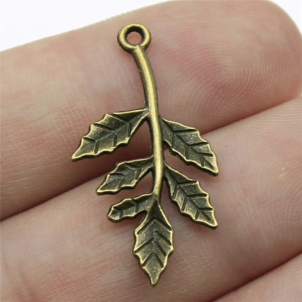 10pcs Tree Branch Pendant Charms Antique Bronze Color Branch Leaves Charms Jewelry DIY Branch Charms For Bracelet Making