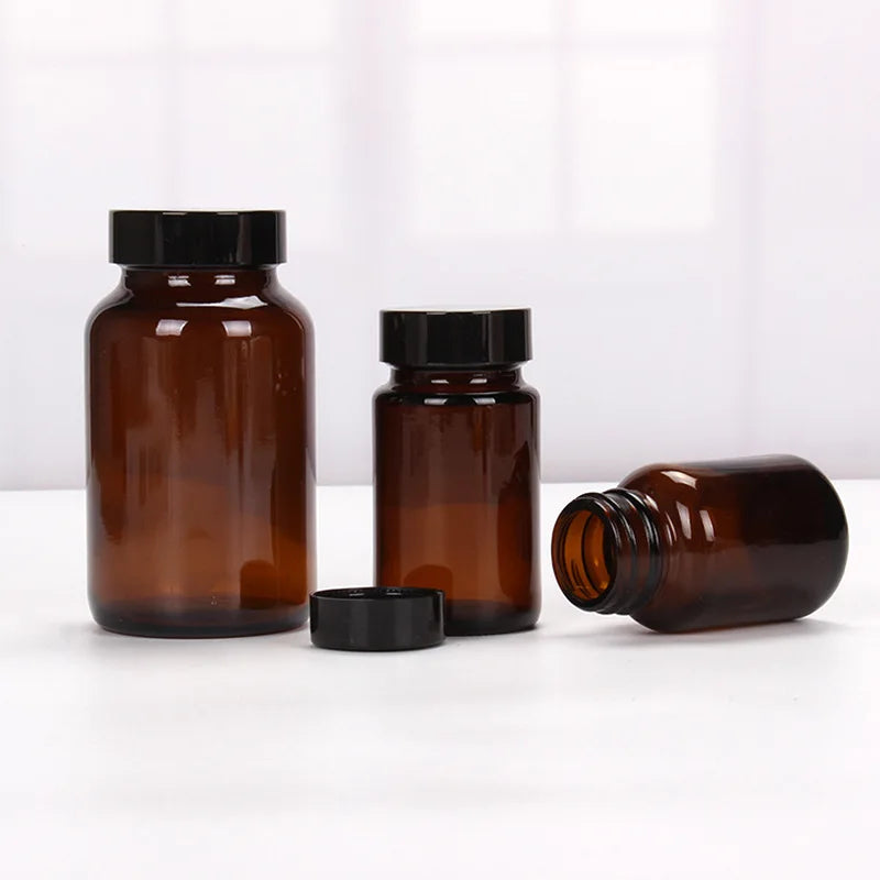 12-200ML Big Head Amber Brown Glass Bottle Aromatherapy Liquid For Essential Basic Massage Oil Pipette Bottles Refillable
