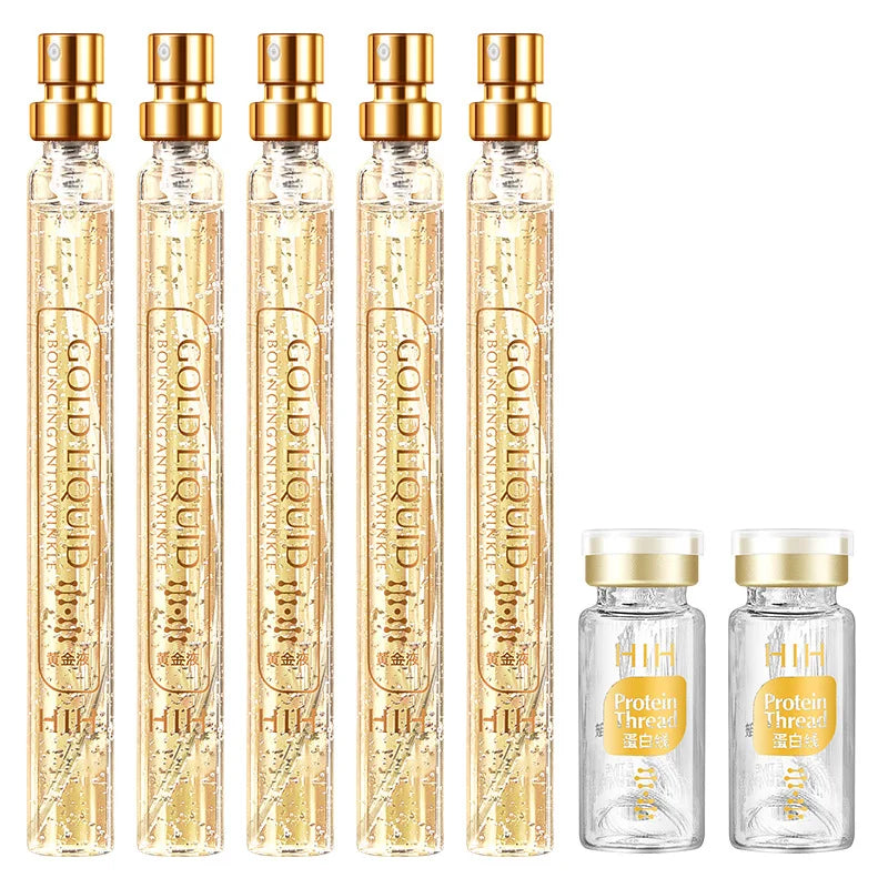24K Gold Face Serum Active Collagen Silk Thread Facial Skin Care Essence Anti-Aging Smoothing Firming Moisturizing Hyaluronic Viralgem Store