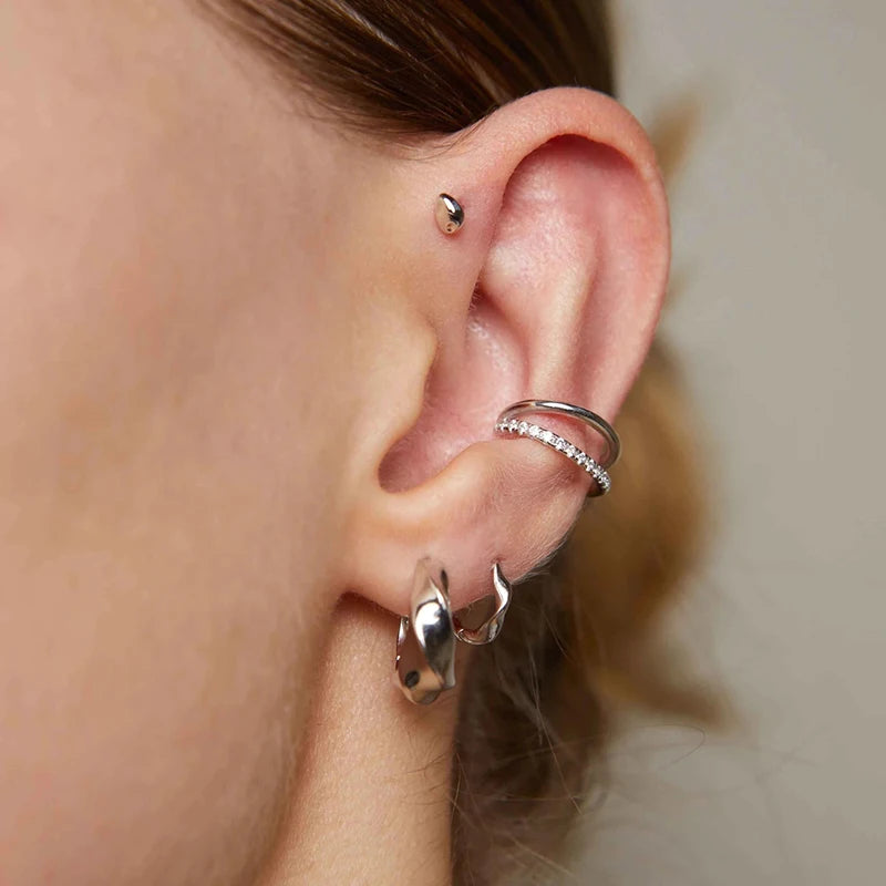 925 Sterling Silver Ear Needle Vintage Small Hoop Earring for Women Geometry Round Silver Earrings Party Fashion Jewelry Gift