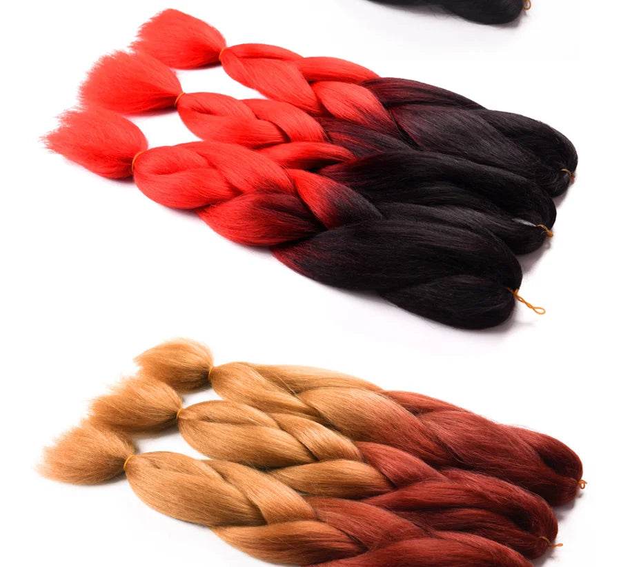 24'' 100G Synthetic Jumbo Braiding Hair Ombre Rainbow Hair Extensions Festival Jumbo Crochet Hair Weaving Box Braids Hairpieces