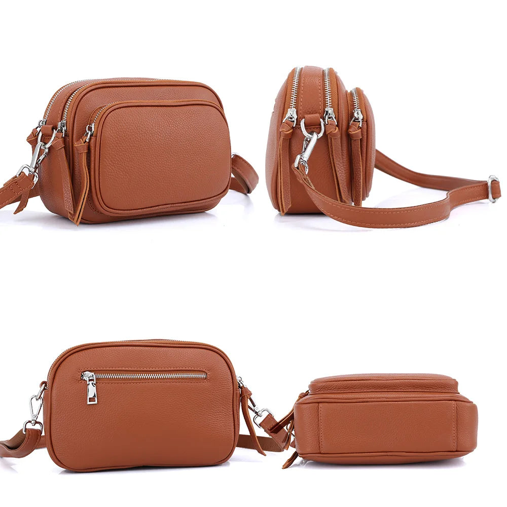 Zency Designer Women Shoulder Bag Genuine Cowhide Leather Handbag Zipper Pockets Large Capacity Female Crossbody Bag White Viralgem Store