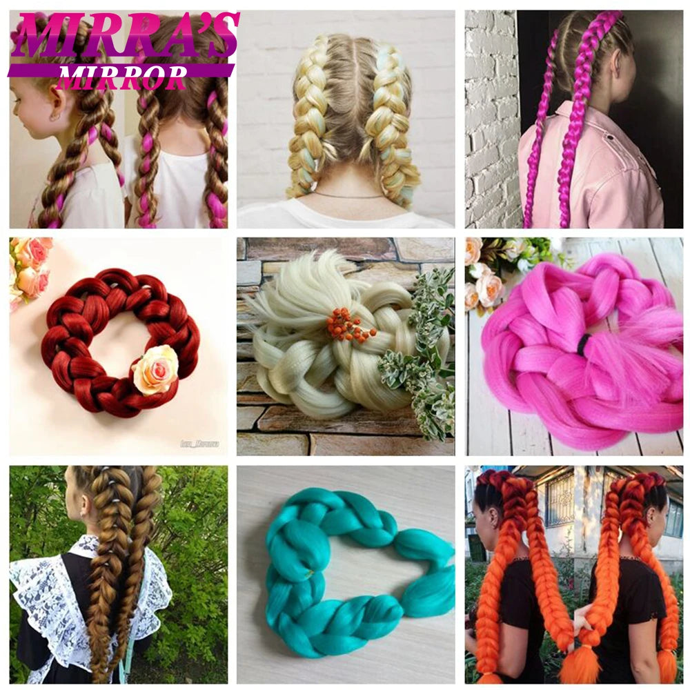 82 Inch Pure Color Jumbo Braiding Hair Extensions Synthetic Braids Ombre Hair For Box Braid Support Wholesale Mirra’s Mirror