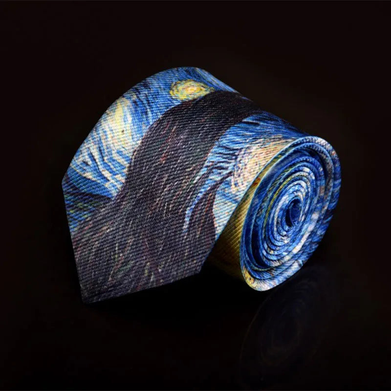 Starry Night Printed Neckties 8cm Famous Oils Painting Men Ties Party Gifts Festival Business Appointment Shirt Accessories Ties Viralgem Store