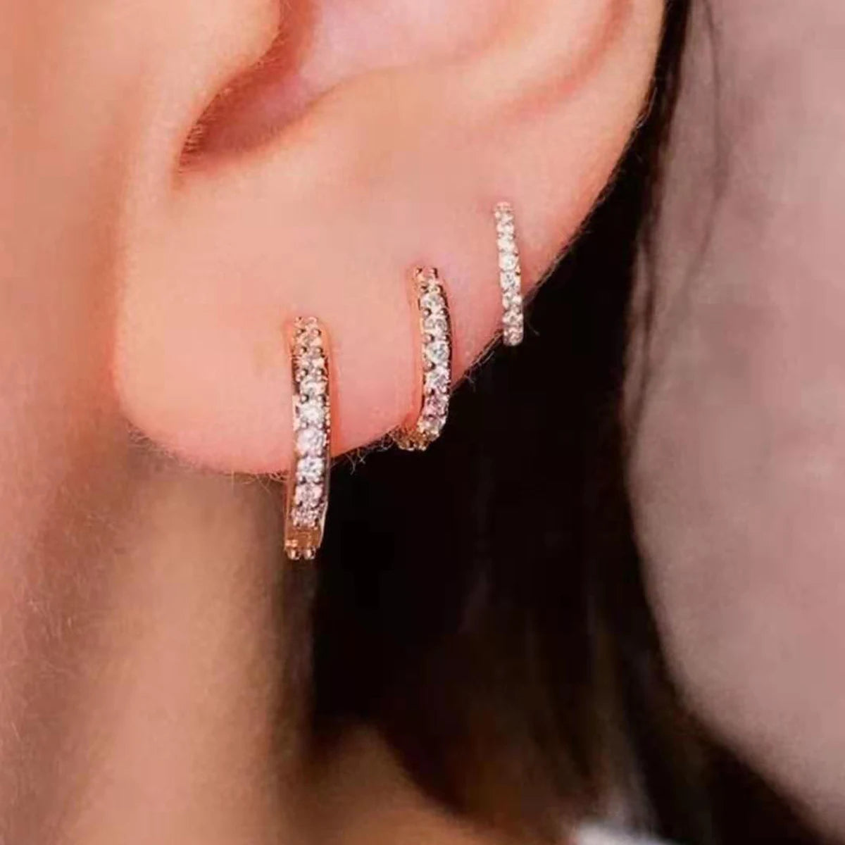 1 Pcs Fashion Exquisite Crystal Zircon Hoop Earrings for Women Rainbow Cartilage Helix Tragus Earring Stud Body Piercing Jewelry Viralgem Store