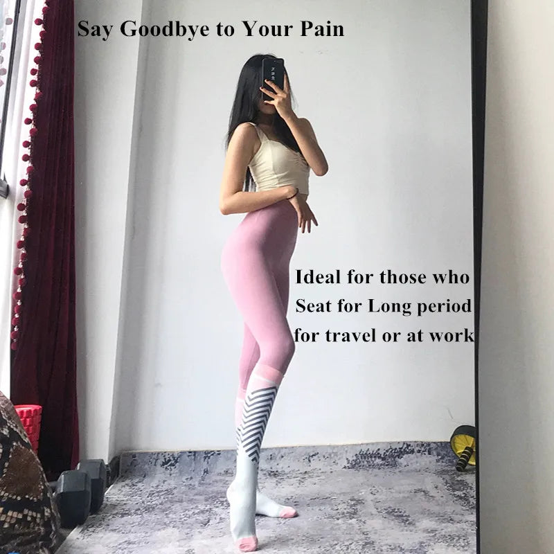 Women Men Compression Socks Cat Dog Animal Prints High Stockings Running Compression Stockings 20-30mmhg Sports Socks