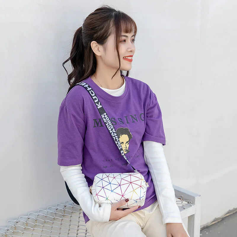 Yogodlns Fashion Laser Shoulder Messenger Bag Female Small Square Bag PU Leather Crossbody Bag Trendy New Satchel Bag Bolsa Viralgem Store