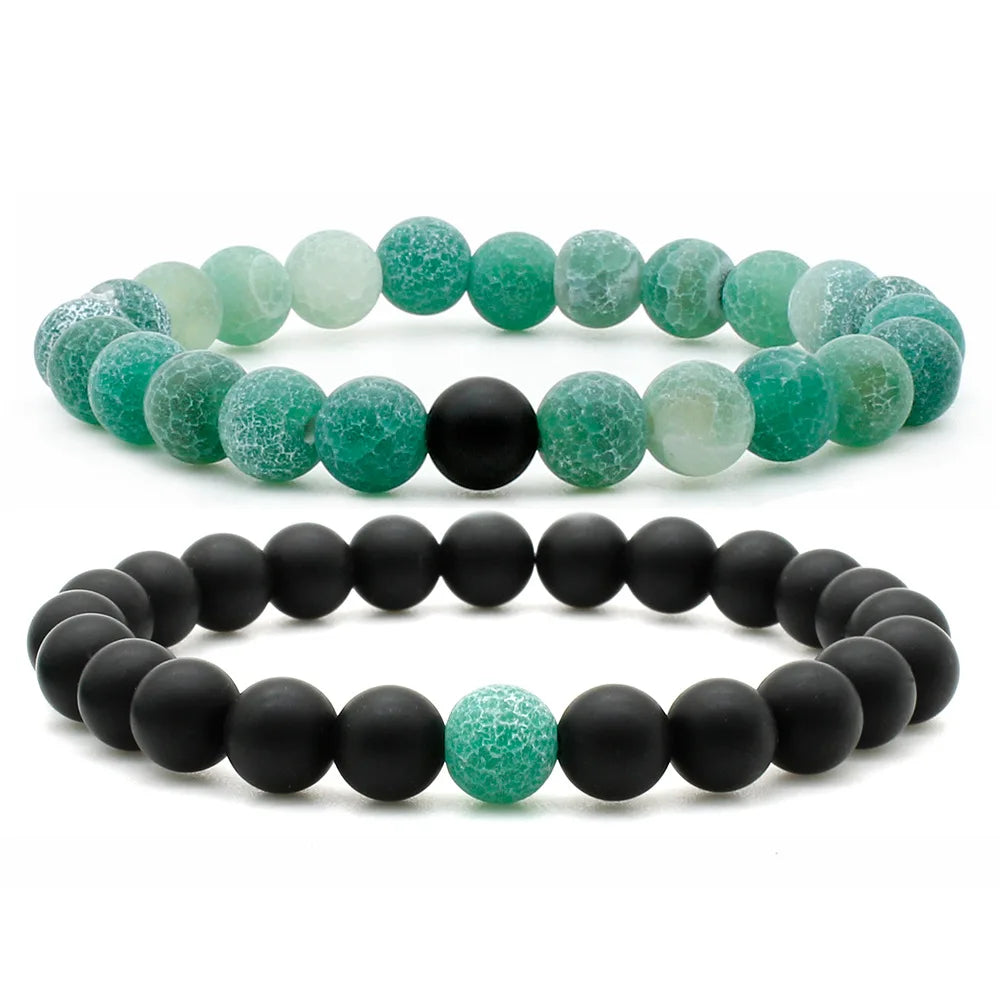 Women Men 8mm Beaded Natural Stone Bracelet Couples Lover Agate Quartz Lava Tiger Eye Healing Energy Bangle Yoga Jewelry