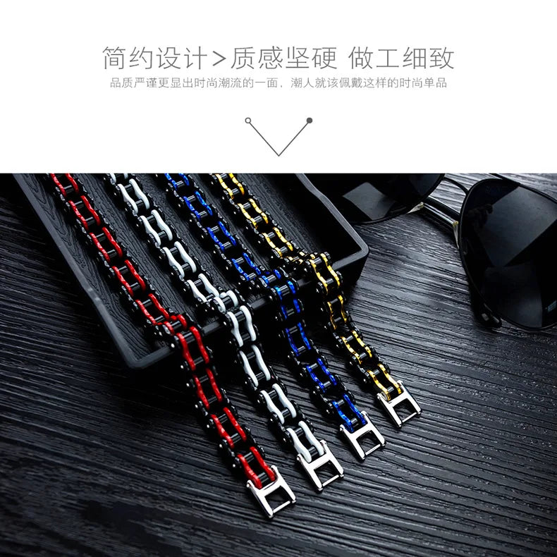 Stainless Steel Biker Chain Bracelet Mens Bracelet Link Chain Motorcycle Bicycle Style Bracelets Fashion Punk Bangles Jewelry