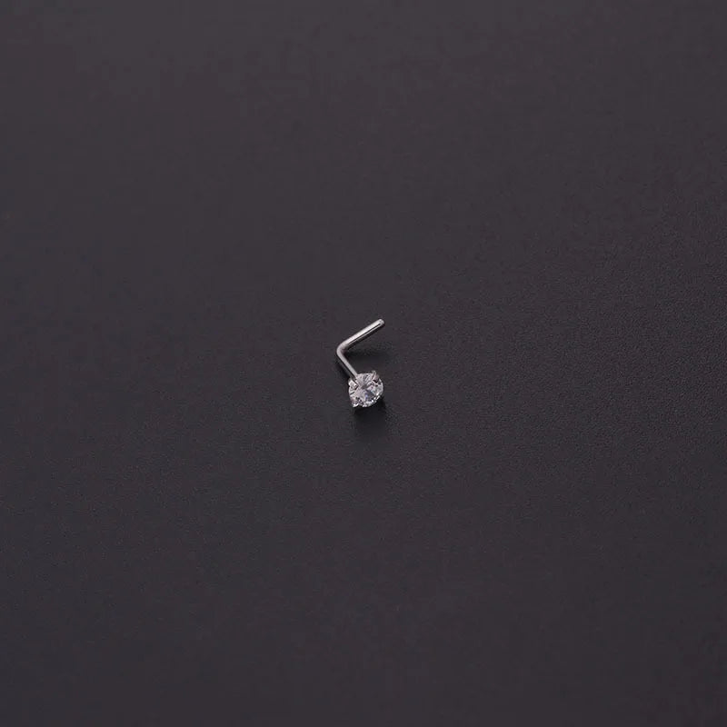 1PC 1.5-3mm Mini Zircon Nose Studs 316L Stainless Steel L Shape Nose Ring Cartilage Earrings for Women Men Body Piercing Jewelry Viralgem Store