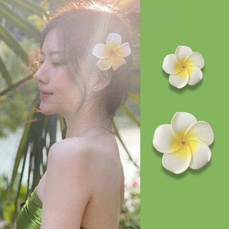 4Pcs Plumeria Flower Hair Clips For Women Girls Hairpins Egg Flower Barrette Hawaiian Wedding Artificial Headwear Viralgem Store
