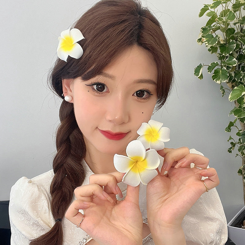 4Pcs Plumeria Flower Hair Clips For Women Girls Hairpins Egg Flower Barrette Hawaiian Wedding Artificial Headwear Viralgem Store