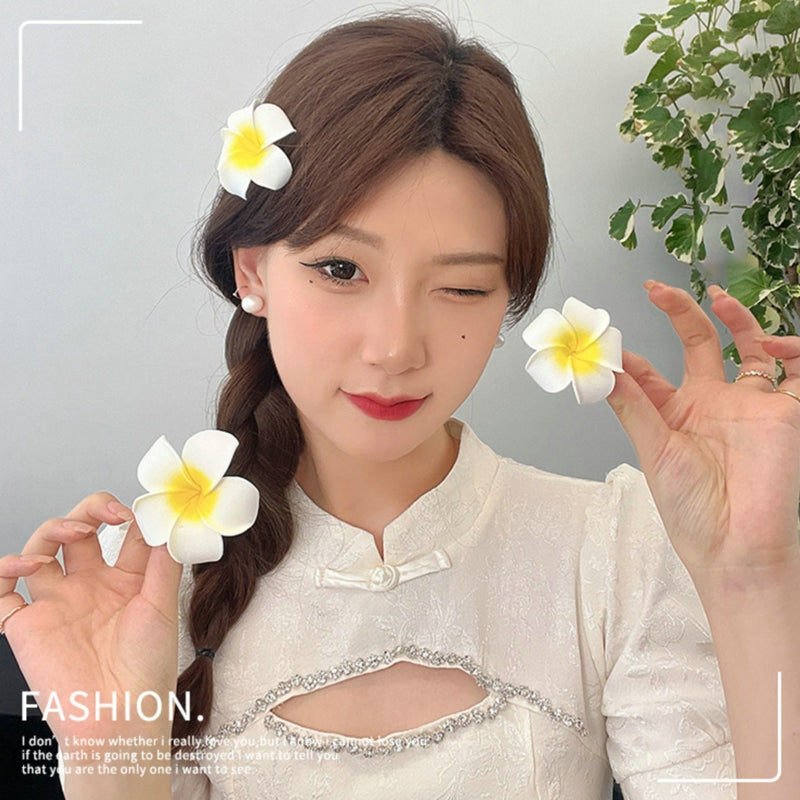 4Pcs Plumeria Flower Hair Clips For Women Girls Hairpins Egg Flower Barrette Hawaiian Wedding Artificial Headwear Viralgem Store