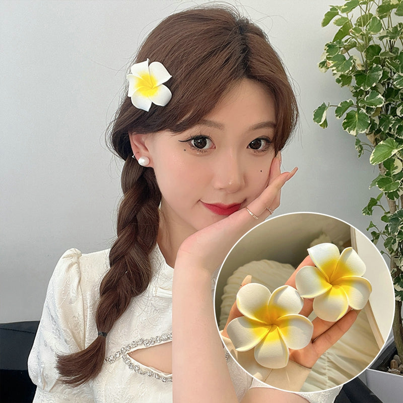 4Pcs Plumeria Flower Hair Clips For Women Girls Hairpins Egg Flower Barrette Hawaiian Wedding Artificial Headwear Viralgem Store