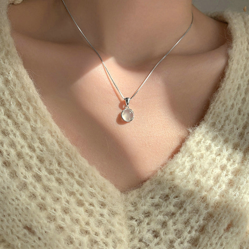 Sweet Cute Shiny Zircon Star Pendant Necklace Korean Fashion Elegant Girls Women Bow Knot Round Crystal Clavicle Chain Jewelry