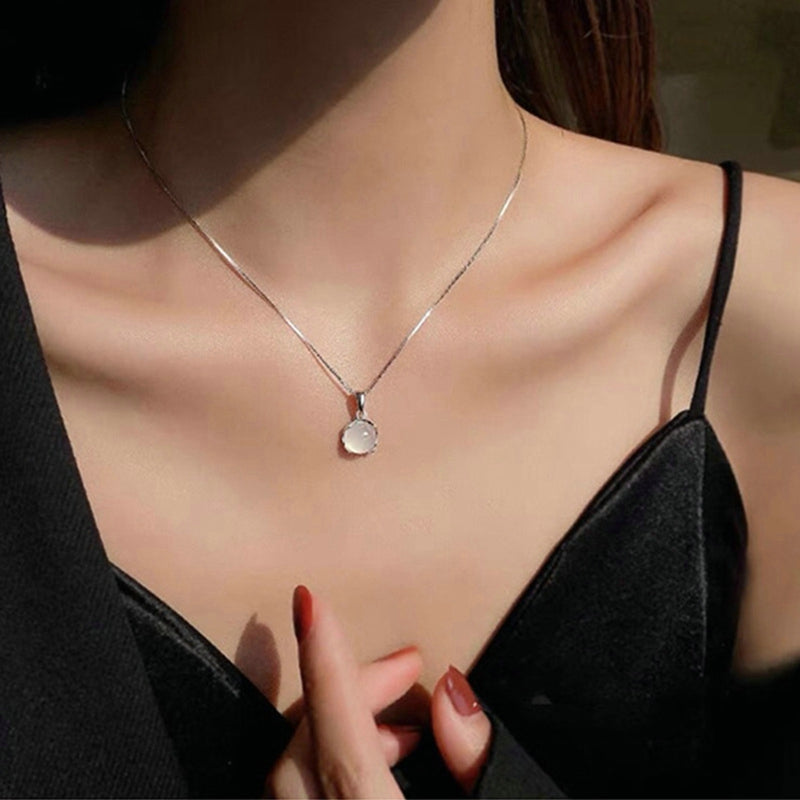 Sweet Cute Shiny Zircon Star Pendant Necklace Korean Fashion Elegant Girls Women Bow Knot Round Crystal Clavicle Chain Jewelry